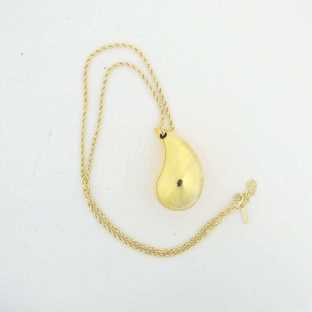 Bellezza Italy Teardrop Pendant Gold Plated Drop Chain Necklace